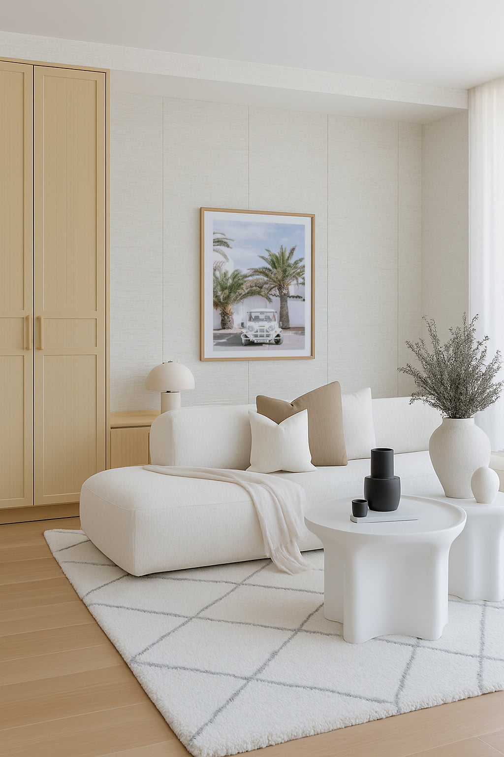 Alabaster White Authentic Grasscloth Wallpaper by Olive et Oriel