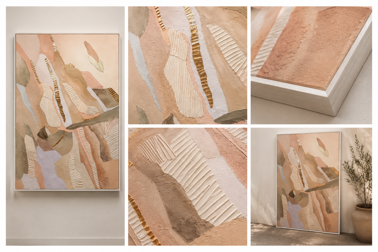 Whispered Terrain I | Luxury Textured Abstract Wall Art | Handcrafted 3D Acrylic Neutral Canvas