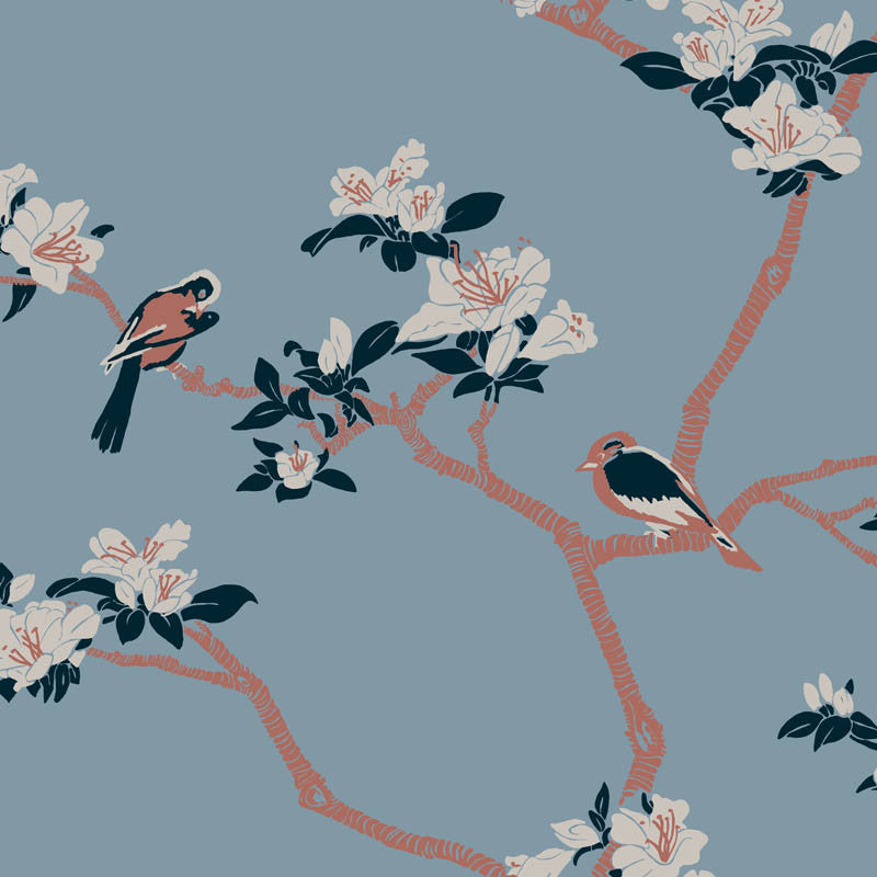 Azalea wallpaper in Sanctuary by Natty & Polly, full pattern view