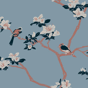 Azalea wallpaper in Sanctuary by Natty & Polly, full pattern view