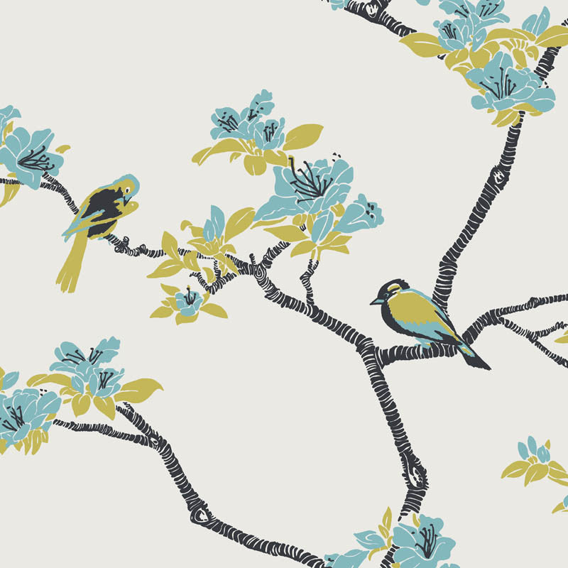 Azalea wallpaper in Waterfront by Natty & Polly, full pattern view