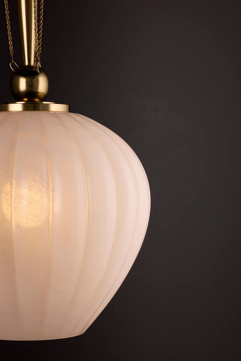 Azurite Pendant in Vintage Polished Brass – view 3