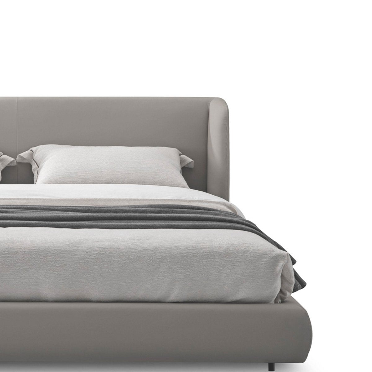 Maison Debrah Bregorra low-profile half leather upholstered bed on matte black legs — view 3