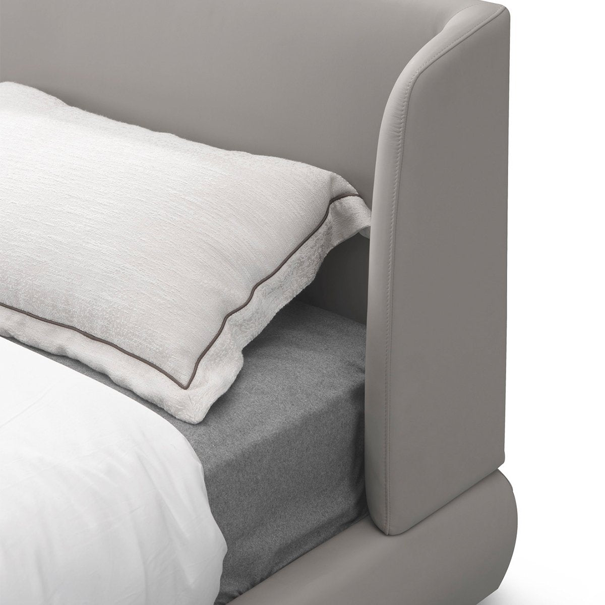 Maison Debrah Bregorra low-profile half leather upholstered bed on matte black legs — view 4