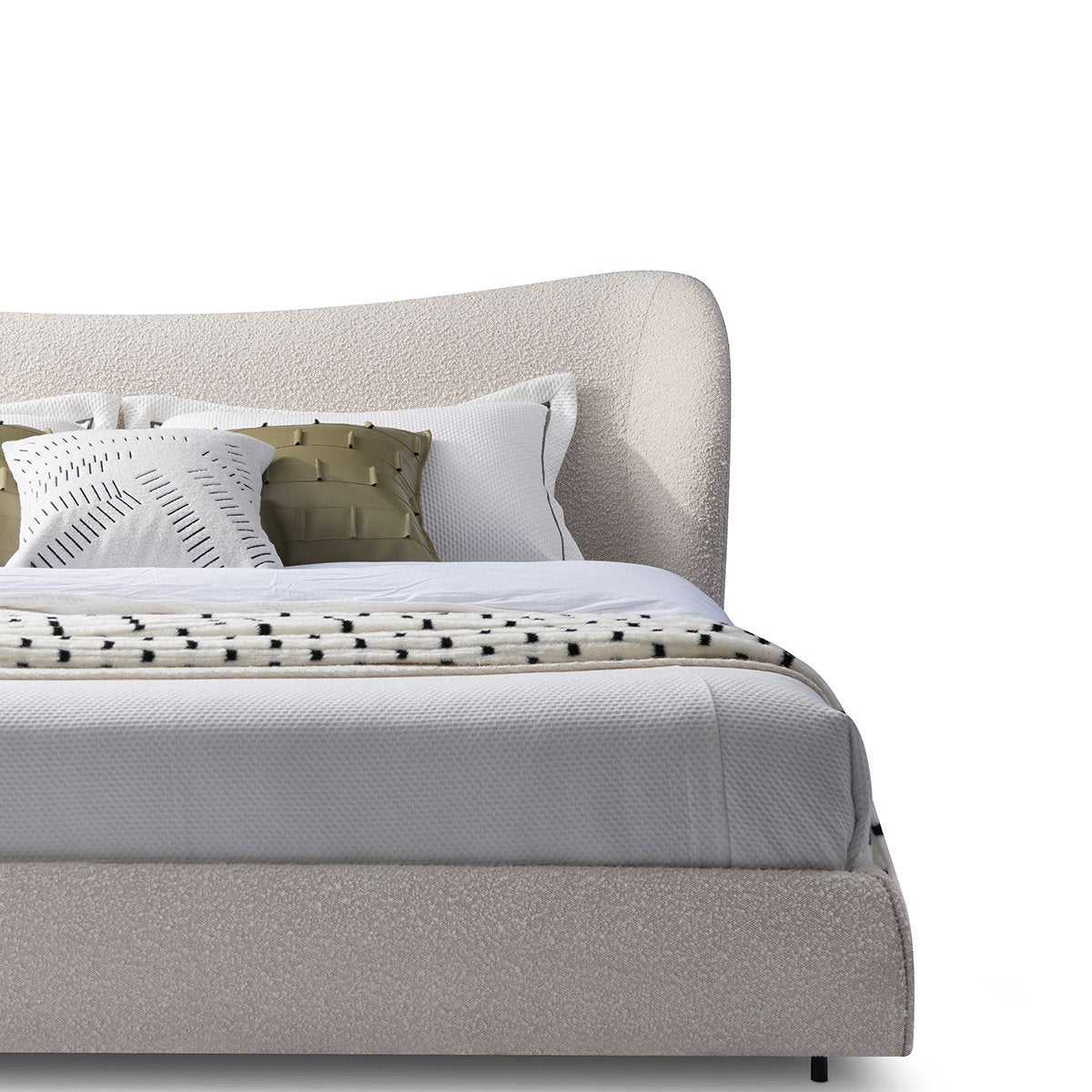 Maison Debrah Avenisse seamless fully upholstered fabric bed on slim matte black legs — view 3