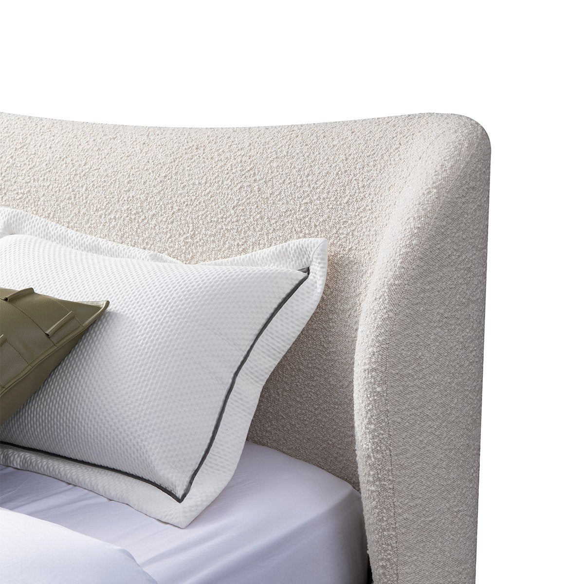 Maison Debrah Avenisse seamless fully upholstered fabric bed on slim matte black legs — view 4