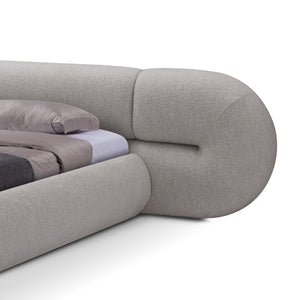 Maison Debrah Calyx sculpted fully upholstered bed on black lacquered metal legs — view 2