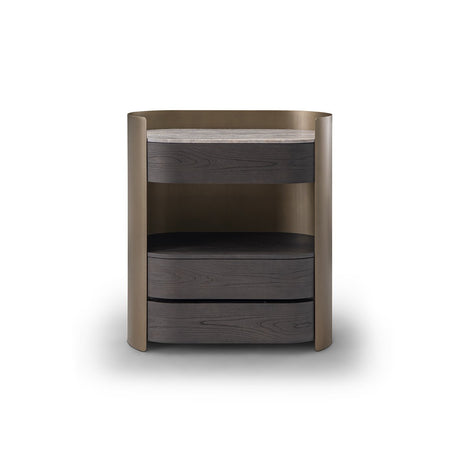 Mirel Counter-Height Desk with Travertine Top and Brass Body, Maison Debrah, , ,