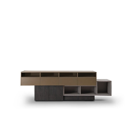 Norven Brass, Travertine and Elm Counter Table with Glass Top, Maison Debrah, , ,