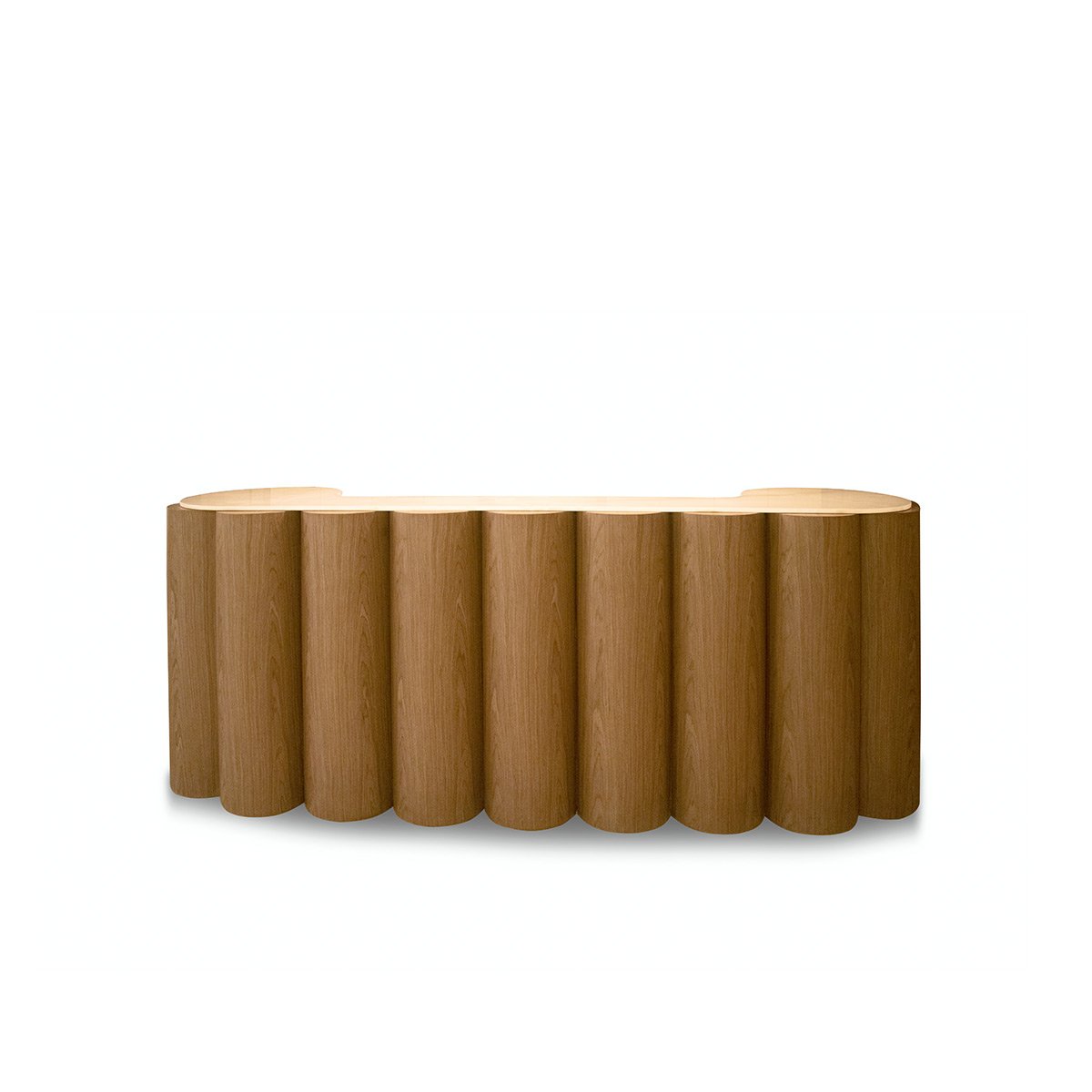 Ostrel White Jade Stone Counter Table with Rounded Walnut Columns, Maison Debrah, , ,