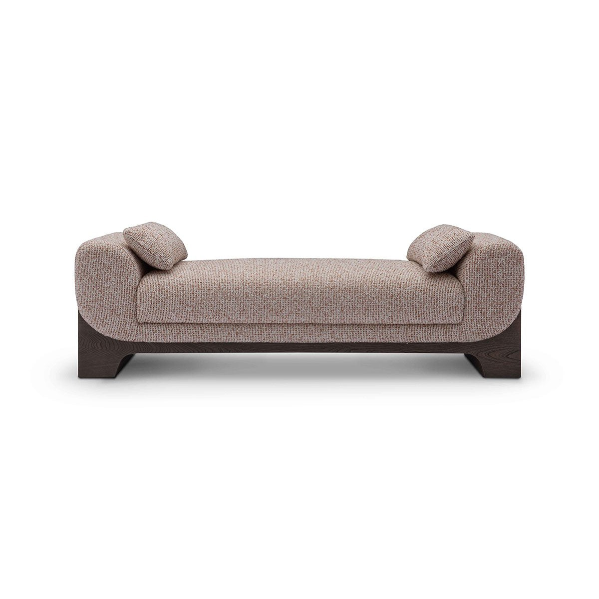 Maison Debrah Lynor fully upholstered bench on a light grey ash veneer base