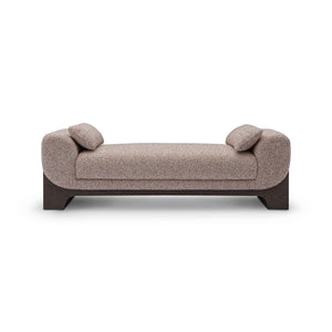 Maison Debrah Lynor fully upholstered bench on a light grey ash veneer base