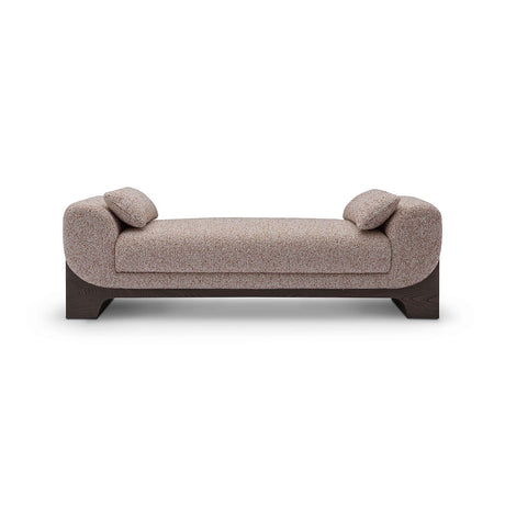 Maison Debrah Lynor fully upholstered bench on a light grey ash veneer base