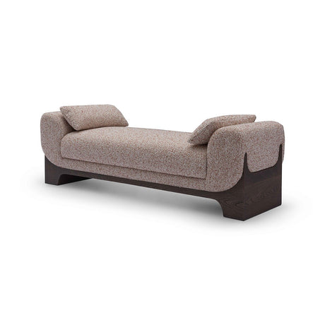 Maison Debrah Lynor fully upholstered bench on a light grey ash veneer base — view 2
