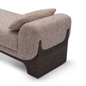 Maison Debrah Lynor fully upholstered bench on a light grey ash veneer base — view 3