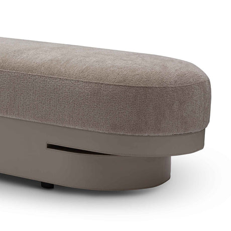 Maison Debrah Maris upholstered fabric bench on a leather-wrapped base — view 2