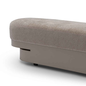 Maison Debrah Maris upholstered fabric bench on a leather-wrapped base — view 3