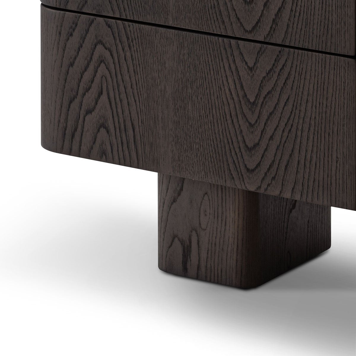 Maison Debrah Serin white marble nightstand in dark grey elm with a brass accent leg — view 5