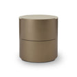 Maison Debrah Arvis cylindrical brass nightstand with white ceramic top and single drawer