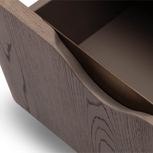 Maison Debrah Calmène marble-topped elm nightstand with two drawers and wave-shaped pulls — view 4
