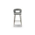 Maison Debrah Estrin grey bouclé bar chair with open-back cutout and brushed bronze frame