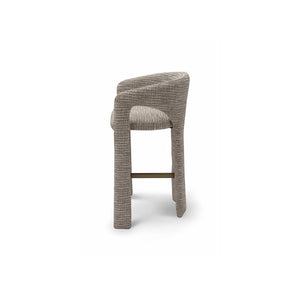Maison Debrah Harlon bar stool in multi-tone bouclé with barrel back and curved upholstered legs — view 2