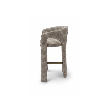 Maison Debrah Harlon bar stool in multi-tone bouclé with barrel back and curved upholstered legs — view 2