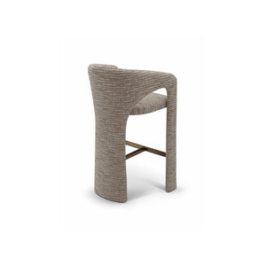 Maison Debrah Harlon bar stool in multi-tone bouclé with barrel back and curved upholstered legs — view 3