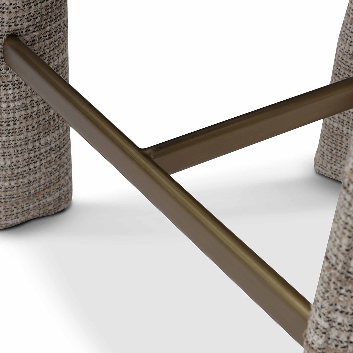 Maison Debrah Harlon bar stool in multi-tone bouclé with barrel back and curved upholstered legs — view 4