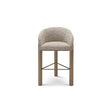 Maison Debrah Irven bar stool in multi-tone bouclé with curved barrel back and brass legs