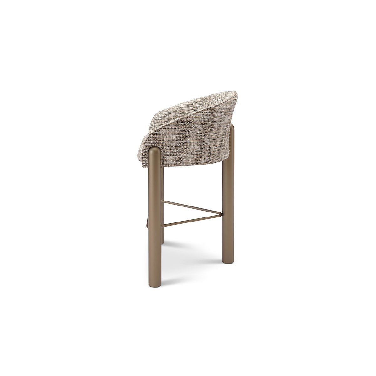 Maison Debrah Irven bar stool in multi-tone bouclé with curved barrel back and brass legs — view 3