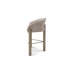 Maison Debrah Irven bar stool in multi-tone bouclé with curved barrel back and brass legs — view 3