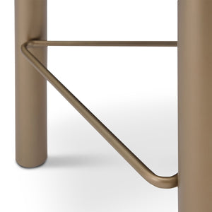 Maison Debrah Irven bar stool in multi-tone bouclé with curved barrel back and brass legs — view 5