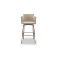 Maison Debrah Dalmir cream leather bar chair with curved back and brushed brass frame and footrest