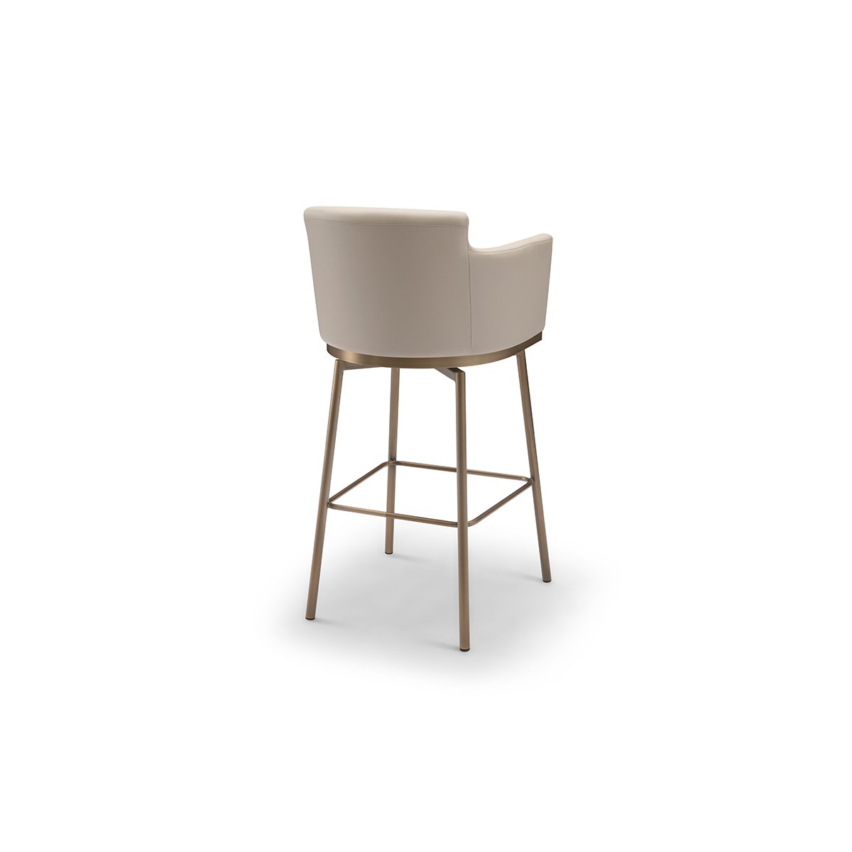 Maison Debrah Dalmir cream leather bar chair with curved back and brushed brass frame and footrest — view 4