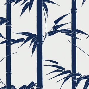 Bamboo Hawaii wallpaper in Deep Sea by Natty & Polly, full pattern view