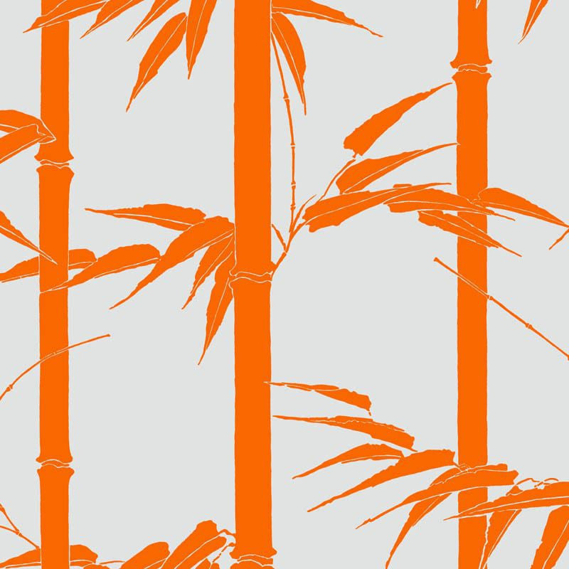 Bamboo Hawaii wallpaper in Papaya by Natty & Polly, full pattern view