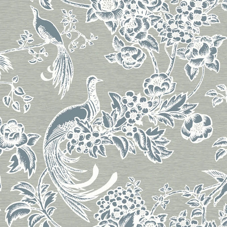 Birds of Paradise wallpaper in Dove by Natty & Polly, full pattern view