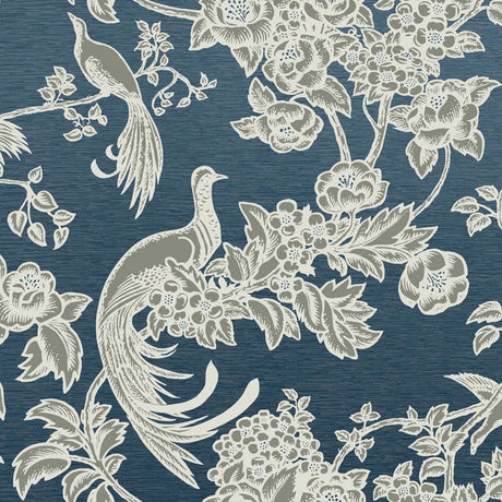 Birds of Paradise wallpaper in Navy by Natty & Polly, full pattern view