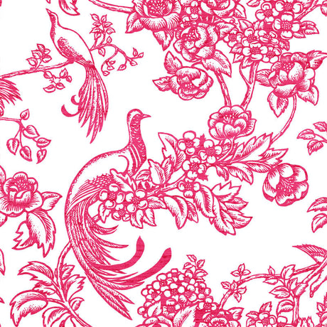 Birds of Paradise wallpaper in Raspberry by Natty & Polly, full pattern view