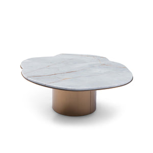 Maison Debrah Maui sapphire marble coffee table with brushed brass frame