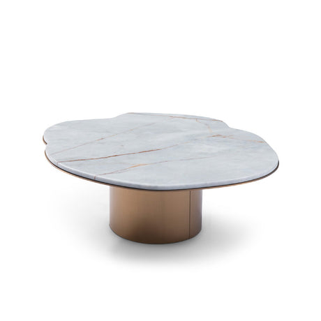 Maison Debrah Maui sapphire marble coffee table with brushed brass frame