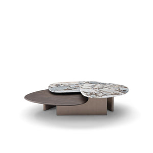 Haven Sapphire Marble Coffee Table with Brass & Grey Elm Base, Maison Debrah, , ,