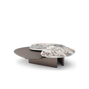 Haven Sapphire Marble Coffee Table with Brass & Grey Elm Base, Maison Debrah, , ,