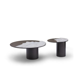 Sunvale Blue Marble Coffee Table, Square or Round, on Grey Base, Maison Debrah, , ,