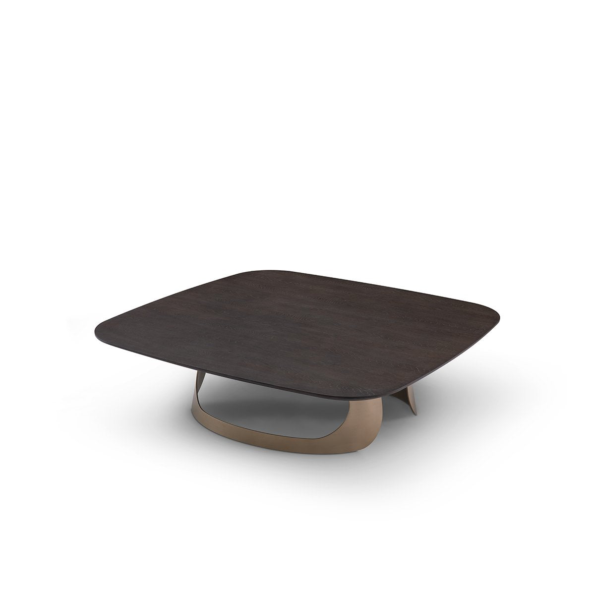 Wavon Square Coffee Table in Dark Oak with Arched Brass Base, Maison Debrah, , ,