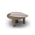 Marsten Kidney-Shaped Travertine Coffee Table with Brass Legs, Maison Debrah, , ,