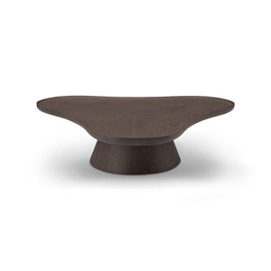 Maison Debrah Neris free-form coffee table in dark grey elm veneer on tapered pedestal