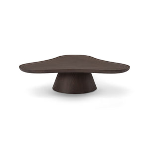 Maison Debrah Neris free-form coffee table in dark grey elm veneer on tapered pedestal — view 2