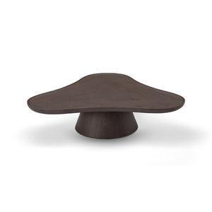 Maison Debrah Neris free-form coffee table in dark grey elm veneer on tapered pedestal — view 3